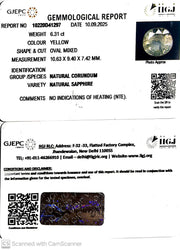 6.31/CT Natural Yellow Sapphire With Govt Lab Certificate (34410)